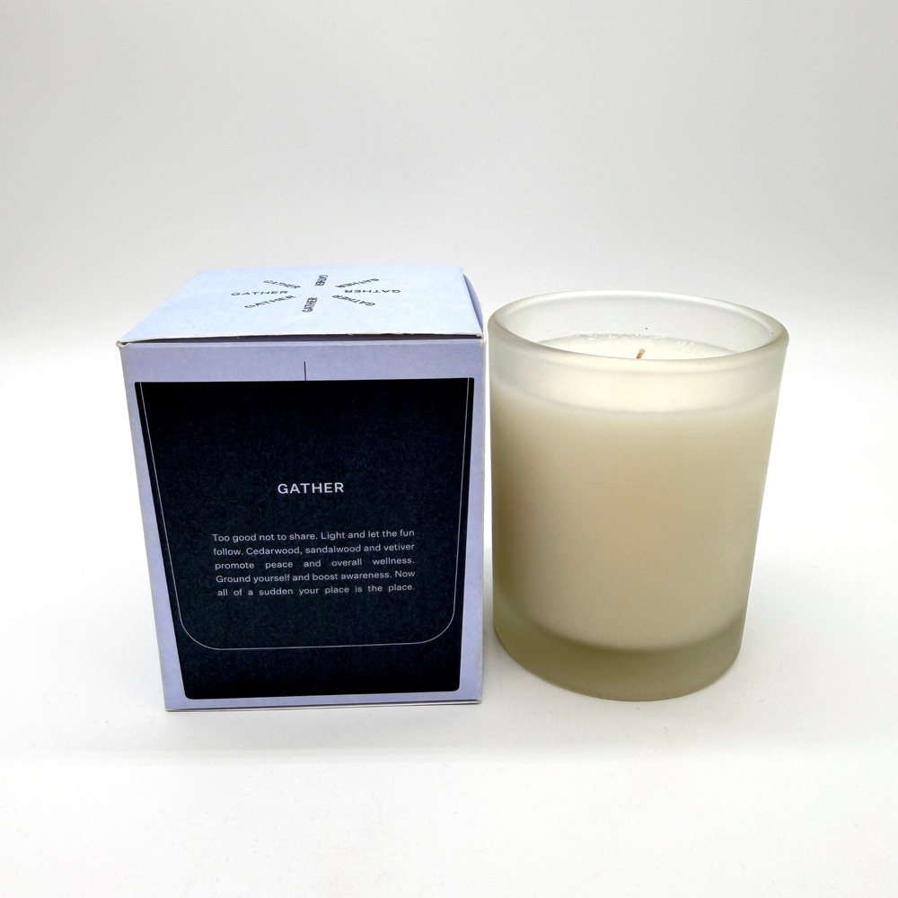 BROOKLINEN Gather Glass Jar Candle 8 oz Blue Scented Soy Coconut Wax Blend NEW - Picture 7 of 12
